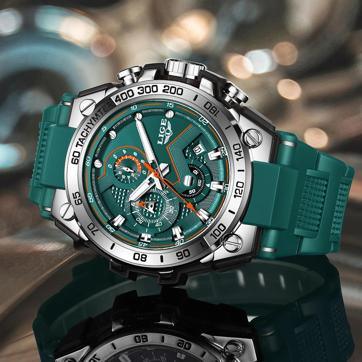 

LIGE мужские модные часы в стиле милитари спортивные водонепроницаемые светящиеся мужские кварцевые наручные часы роскошный силиконовый хронограф дата мужские часы