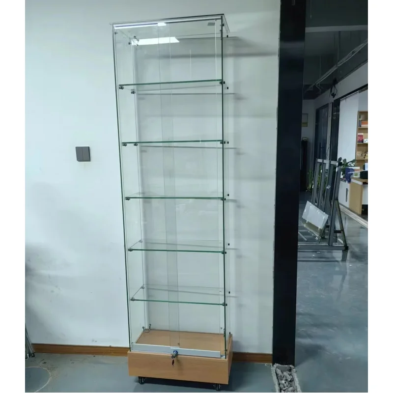 custom.Factory Custom Tower Glass Showcase Shopping Display Glass Cabinet