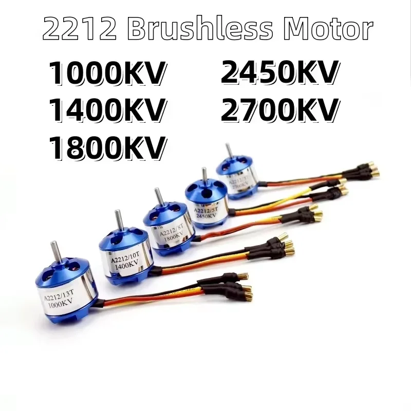 A2212 Brushless Outrunner Motor for RC Aircraft Plane Multi-copter - Available in 1000KV 1400KV 1800KV 2450KV 2700KV Options