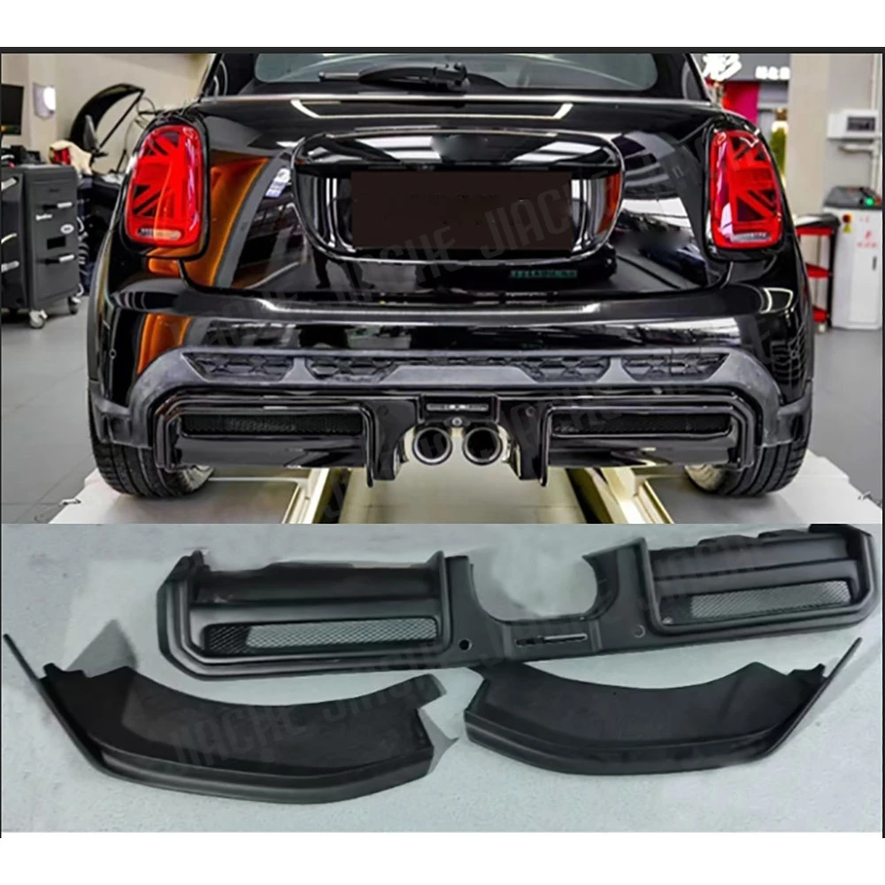 JIACHE For BMW MINI Cooper JCW F56 F57 2022+ Carbon Fiber Rear Diffuser With Side Splitters Canards Car Tuning Accessories