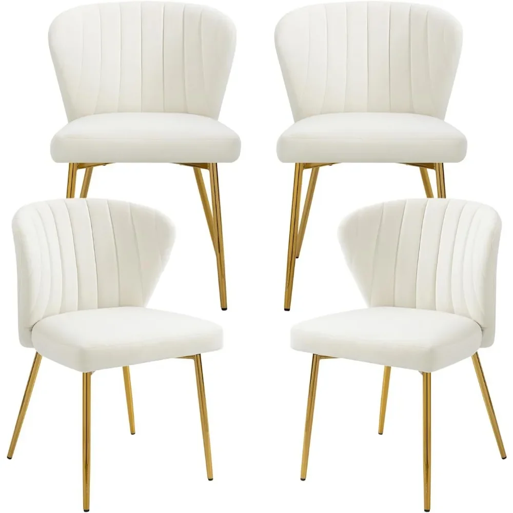 Velvet Dining Chairs Set of 4,Modern Upholstered Dining Chair with Golden Metal Legs, Dining Room, Kitchen, Living Room