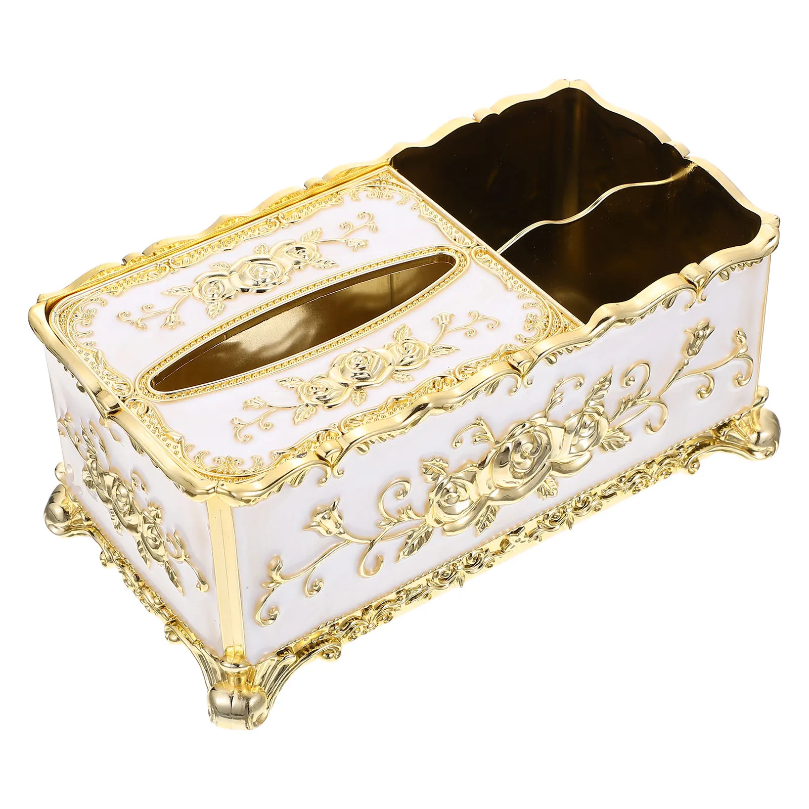

Multifunctional Storage Box Tissue Organizer Stylish Desk Holder Golden Paper Towels Dispenser Napkin Case Remote Control