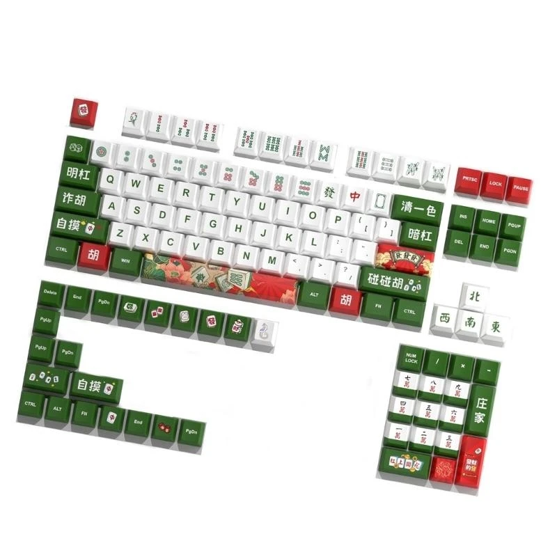 Mahjong Theme 125 Keys Dye Sublimation Keycaps For Mechanical Keyboards Keycap