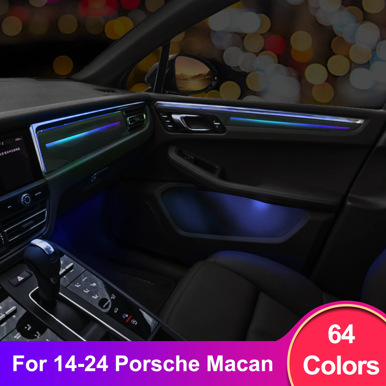 EzoneTronics Custom Ambient Lighting Kit for 2014–2023 Porsche Mancan 1:1 OEM Mold, Vehicle-Specific Fit, Supports App Control