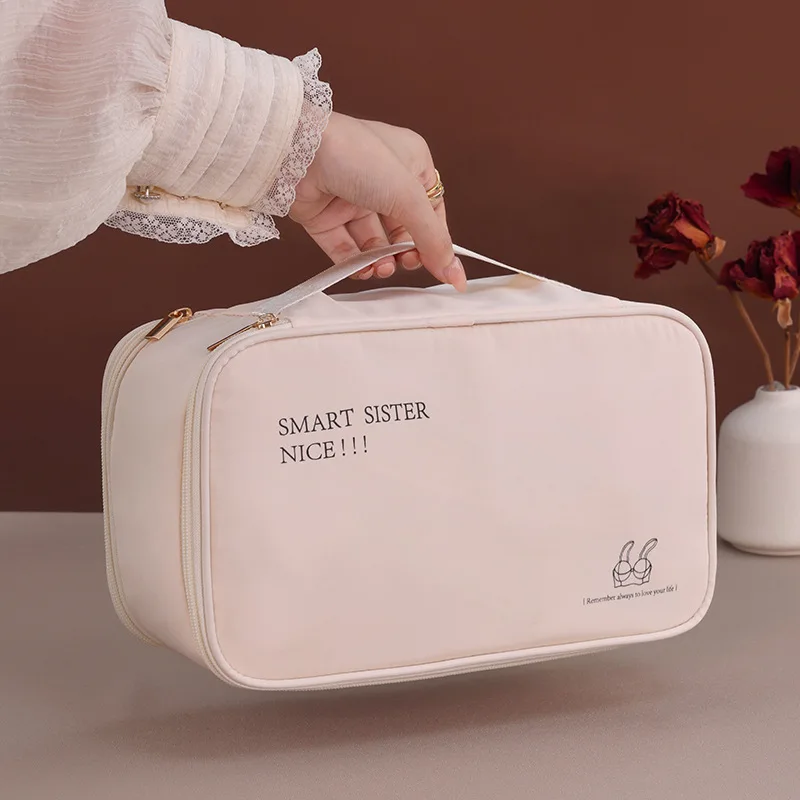 Waterproof polyester underwear and bra storage bag, women's large-capacity underwear and socks sorting bag, portable makeup bag