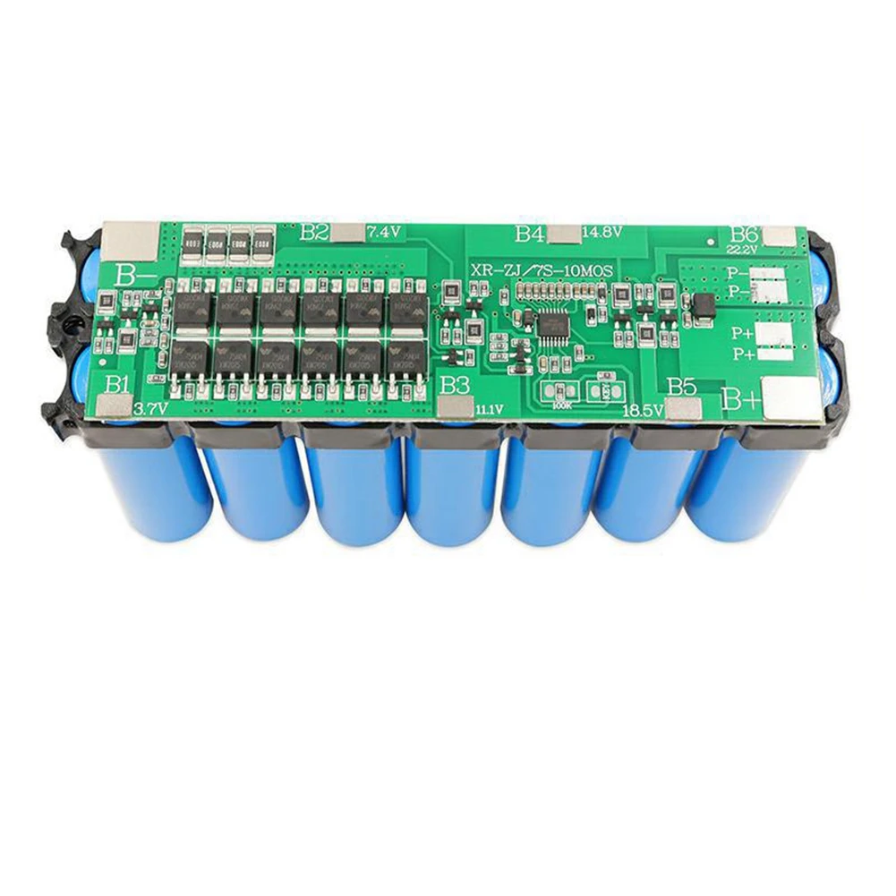 BMS Charge Board com Função Equalizador de Equilíbrio, 7S, 24V Li-Ion 18650 Baterias, Porto Comum para Power Bank(30A)