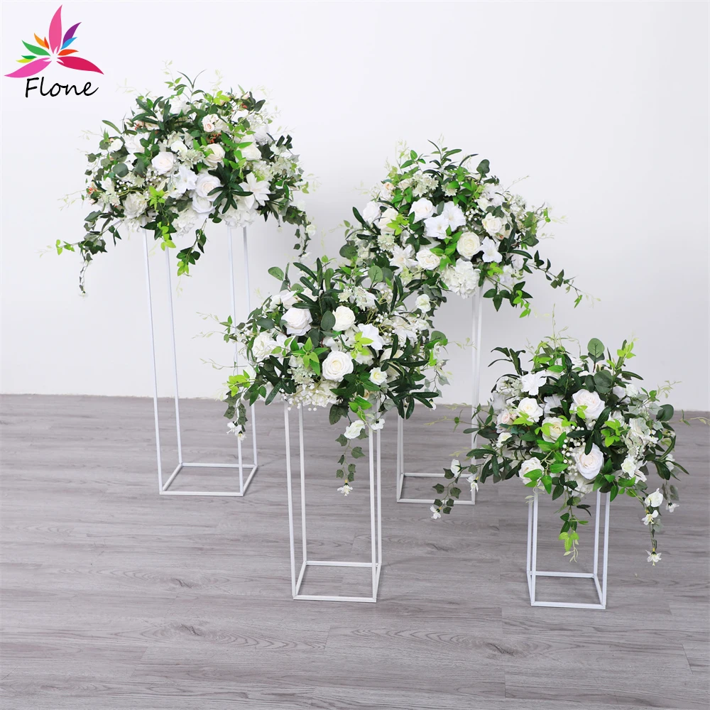 

Height 2.2m White Rose Olive Leaves Artificial Flower Row Floral Arrangement with Arch Wedding Backdrop Party Decoration Props