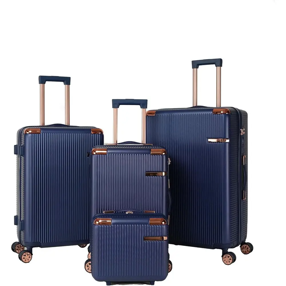 

4-Piece Luggage Set with Cosmetic Case, TSA Lock, ABS Hardshell Spinner Suitcases, 14+20+24+28, Blue