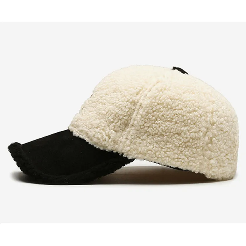 Winter Women's Hats Lambhair Warm Baseball Cap Fashion Embroidery Personality Hip-hop Hat Party Caps Adjustable Size Girls Hat image 6