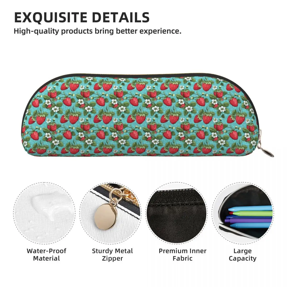美しい高度にスタイリッシュなイチゴの花柄鉛筆ケースペンホルダー収納文具用品ペンボックス鉛筆バッグ