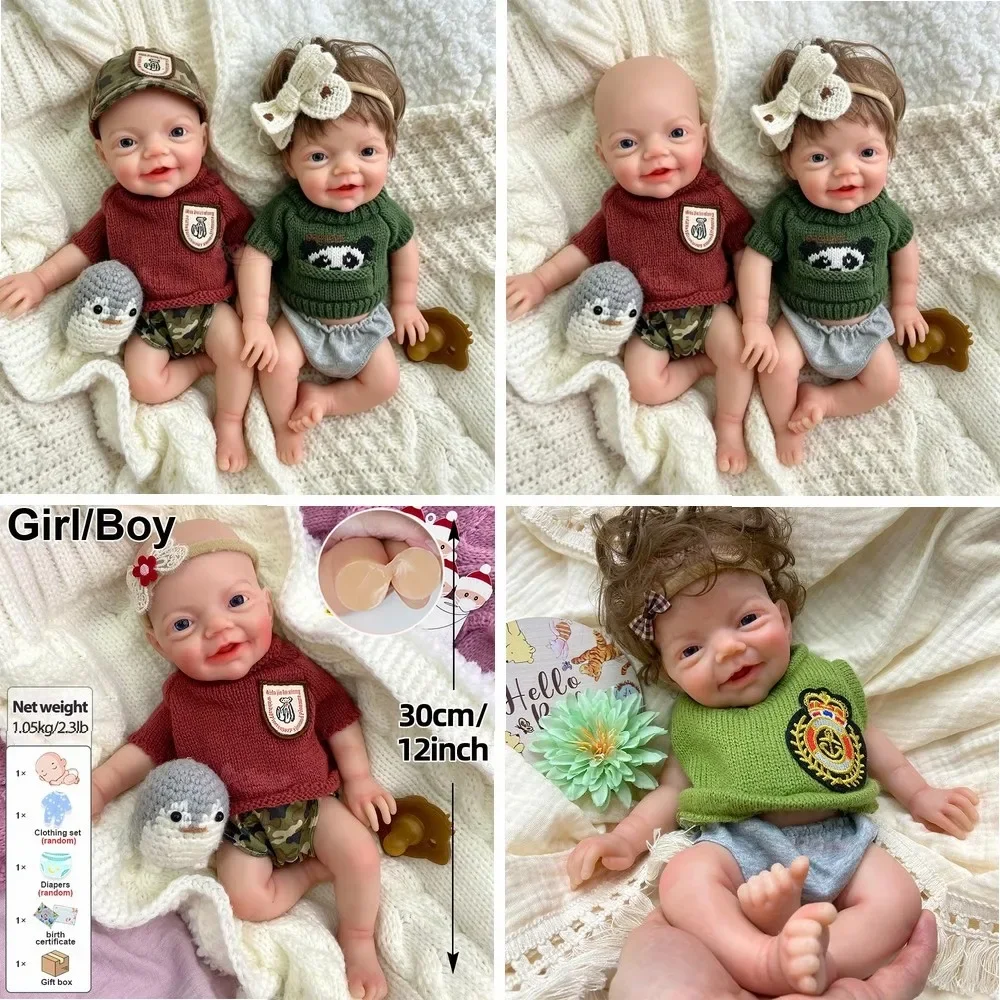 12-Inch Silicone Reborn Baby Doll, 30cm Handmade Interactive Toddler Doll