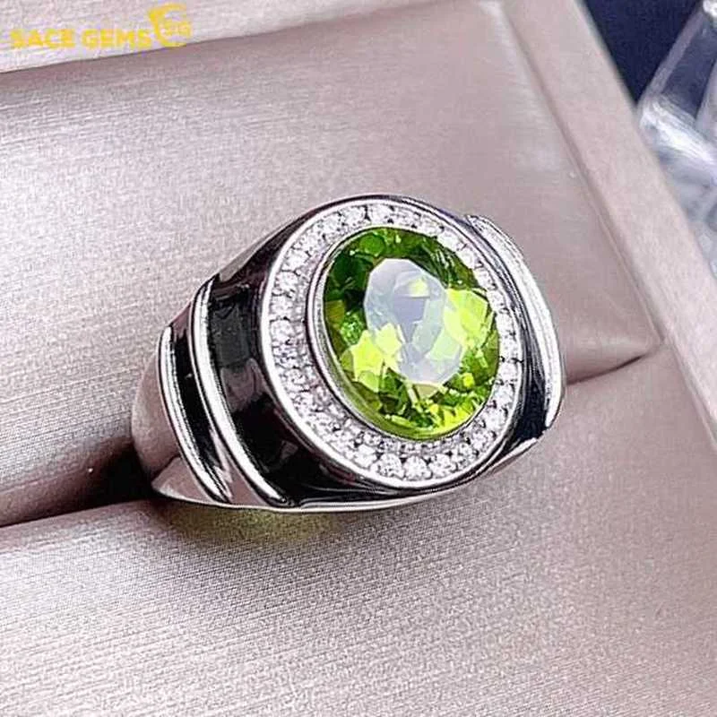 SACE GEMS Classic ridimensionabile peridoto anello maschile 925 Sterling Silver Fine Jewelry matrimonio fidanzamento regalo di festa all\'ingrosso