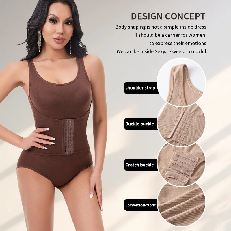 Women Shapewear Bodysuit Double Layer Tummy Control Triangle Cut Snap Crotch Butt Lift Waist Trainer Slimming Underwear image 2