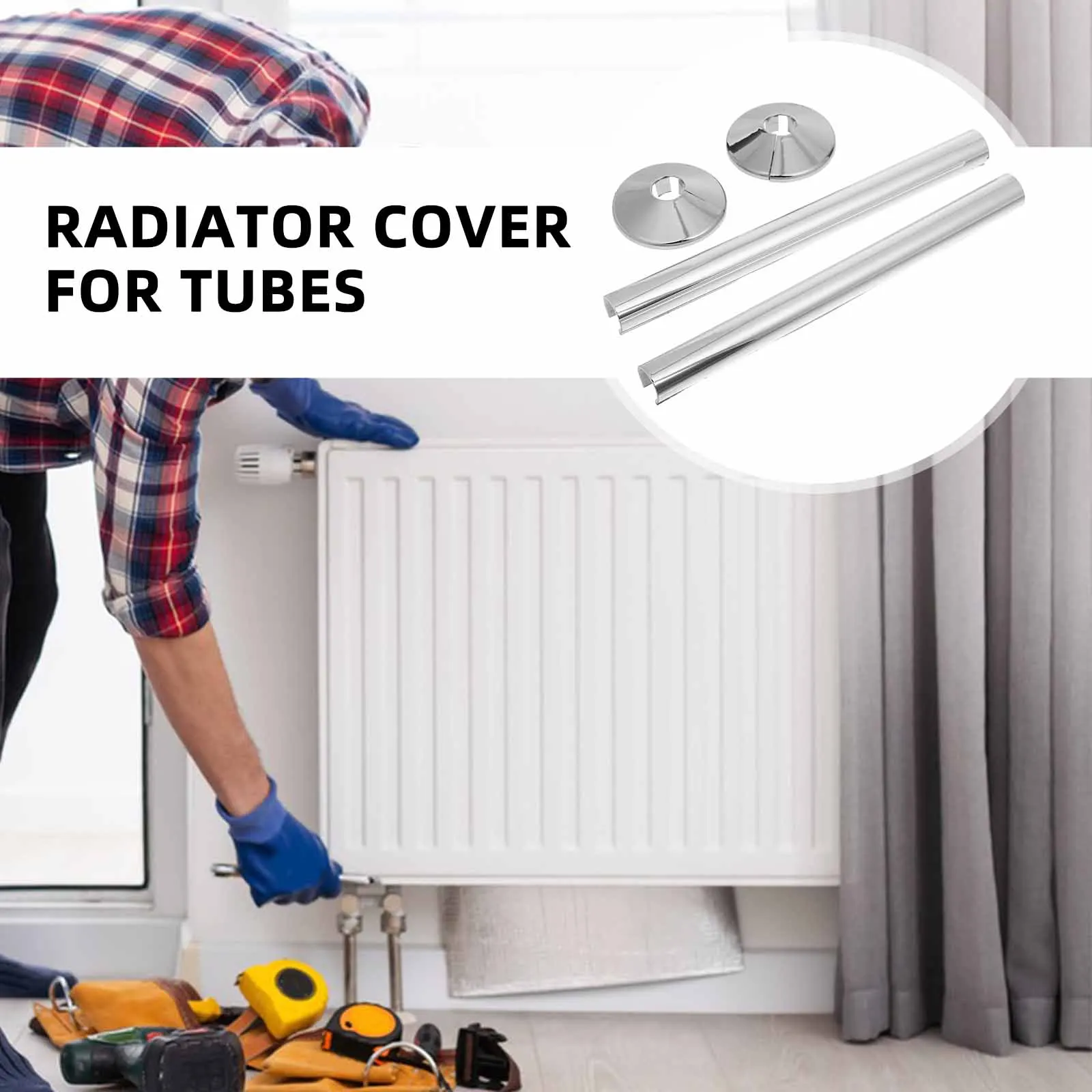 

1 set Radiator Pipe Cover Plastic Collars Heating Sleeve Decorative Tubes Abs Top radiator cover for tubes heating pipe covers