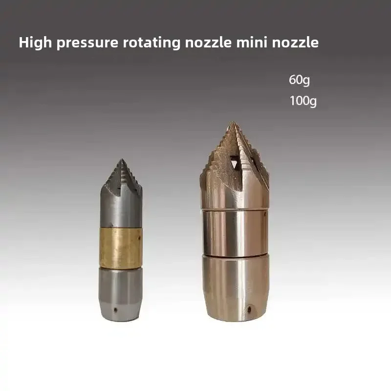 Stainless steel sewer pipe dredging and cleaning nozzle mini rotating pagoda nozzle accessories for urban dredging ditches