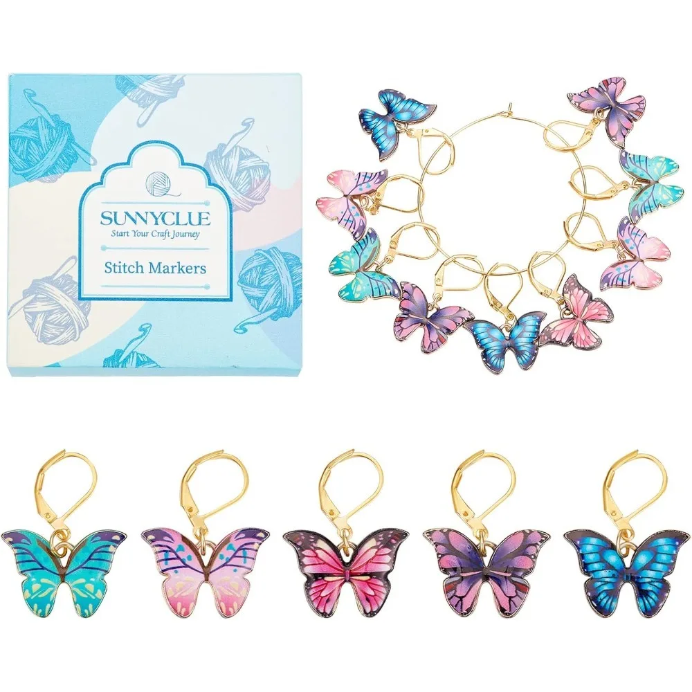 

1 коробка, 20 шт., маркеры для стежков, маркер для вязания крючком, эмаль-бабочка, милые подвески, съемная застежка с рычагом, подвеска, фиксирующий металл