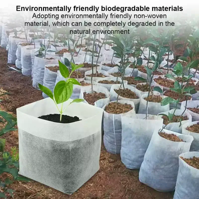 Time to Garden: Environment Friendly 100-pack Seed Nursery Bags, Non-Woven Plant Growing Pouches