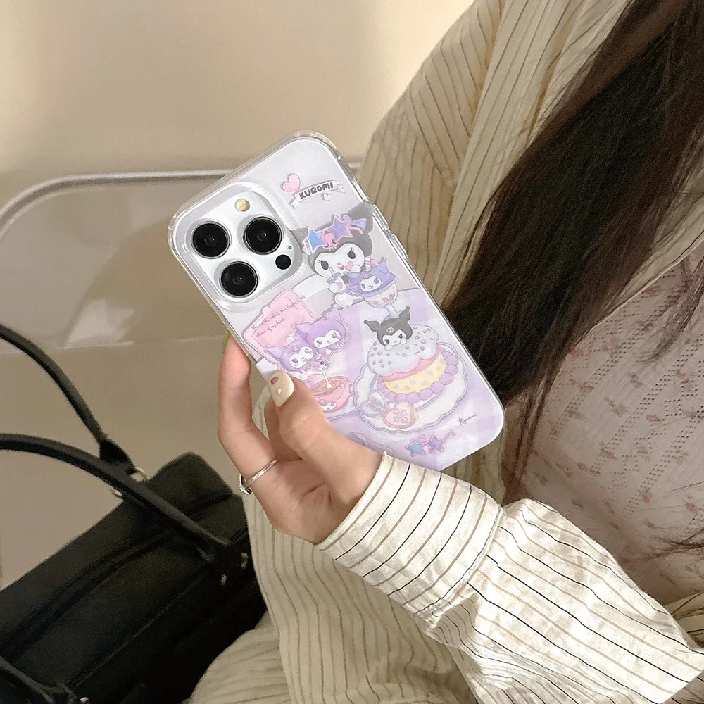 Cute Cake Kuromi for Magsafe Magnetic Bracket Phone Case for IPhone 16 15 14 13 12 11 Pro Max Drop-resistant Back Cover Funda