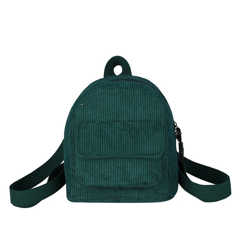 Solid Color Corduroy Mini Backpack Lightweight Small Backpacks Travel Rucksack School Baskpack Campus Junior Multiple Pocket