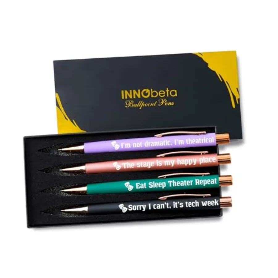 

Theater Gifts for Women Men Ballpoint Pen Set of 4 with Quotes Musical Broadway Theatre Lover Gift for Friends Actors