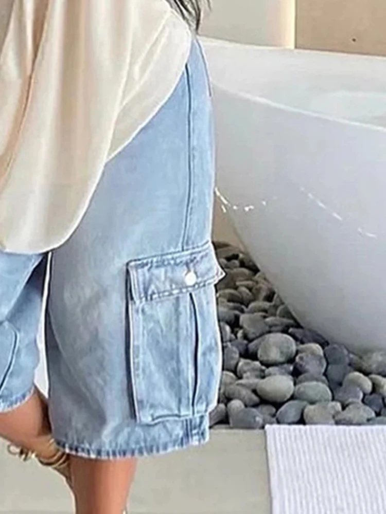 Beautyblue فضفاض بنطال ذو قصة أرجل واسعة المرأة الدنيم السراويل خمر موضة فضفاضة جيب خمس نقاط السراويل الشارع الشهير عالية الخصر السراويل