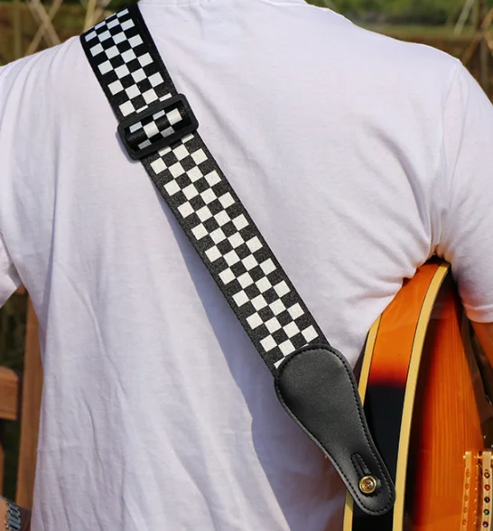 حزام من الجلد للجيتار الشعبي جيتار صوتي يمكن توسيع حزام الجيتار 100 مختلط #2