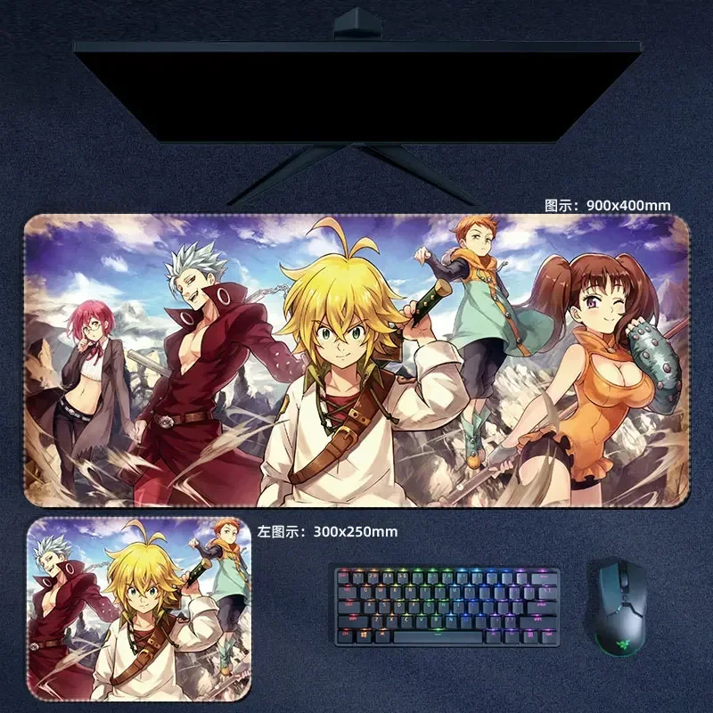 The Seven Deadly Sins Mouse Pad Meliodas Ban Diane Merlin Escanor Large XXL Mousepad Computer Keyboard Pad Accessories Desk Mat