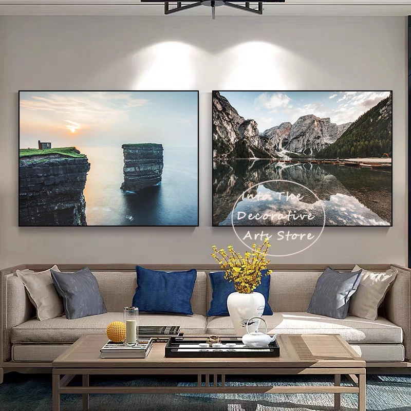 المناظر الطبيعية جبل جبال ايفرست ريشاو جينشان وإريهاي بحيرة الفن الملصقات قماش لوحات صور فنية للجدران ديكور المنزل