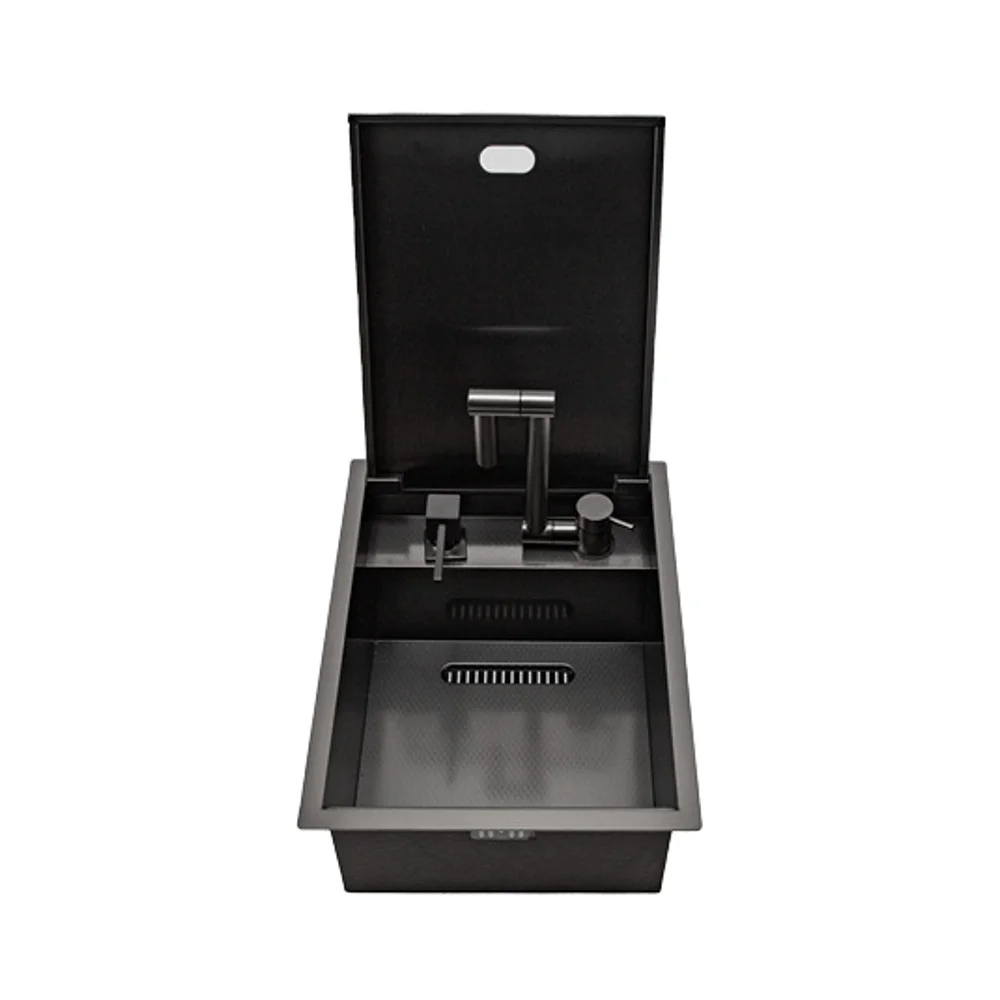 

Горячие продукты продаж Складная раковина для автофургона Складная раковина из нержавеющей стали с краном для автофургона или лодки