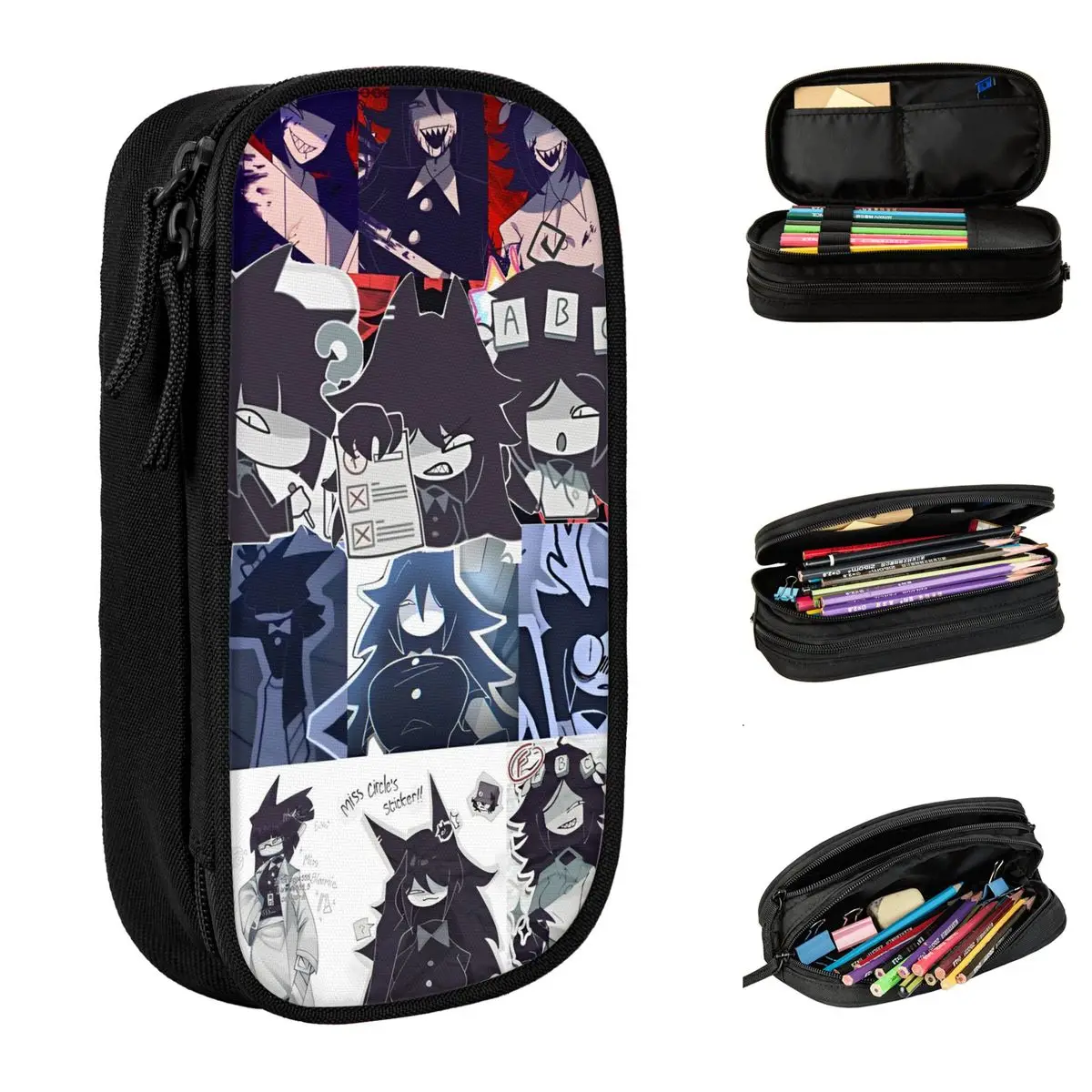Cartoon Miss Circle Pencil Case Lovely Fundamental Paper Education Pen Box Bag Student Big Capacity Office Zipper Pencil Pouch