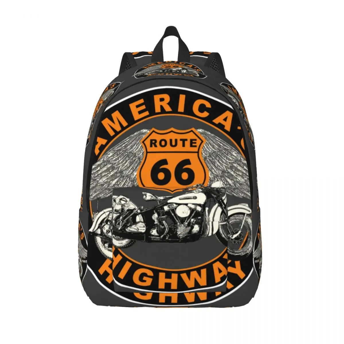

Холщовые рюкзаки на шоссе Route 66 для женщин и мужчин, школьная сумка для книг, подходит для 15-дюймового ноутбука, США 66, мотоциклетные сумки