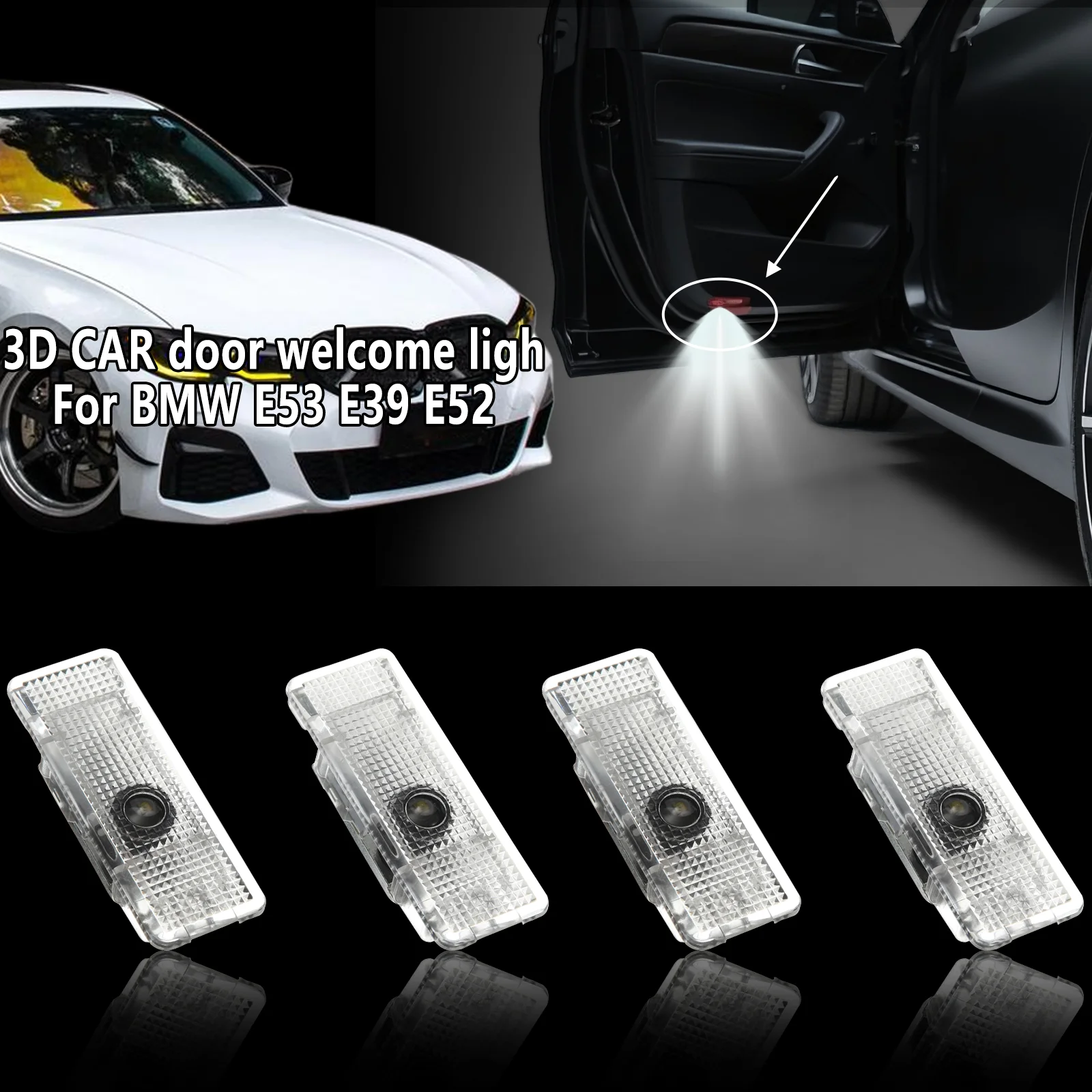 

welcome light Intelligent Sensing Fit for BMW 3series X1 4series, 2/4Pcs Door Light 3D LED CAR door Projector Laser with logo