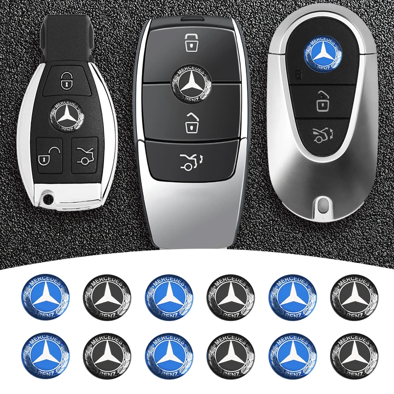 5/10pcs 14MM Car Remote Key Aluminum Logo Sticker For Mercedes Benz AMG W204 W205 W211 W212 W213 X253 W166 W167 W117 W247 W176