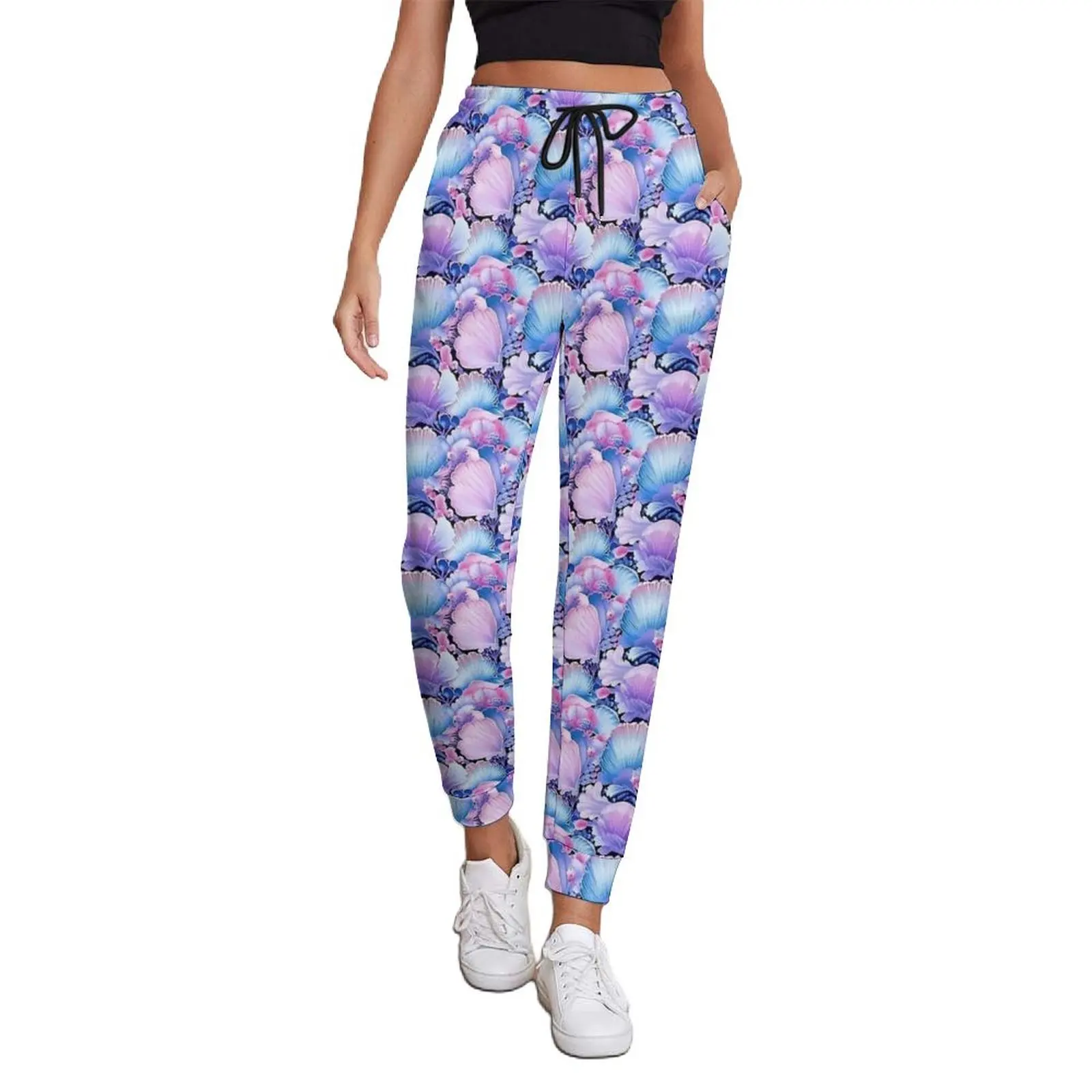 Purple Sea Shells Print Baggy Pants Autumn  Casual Sweatpants Women Aesthetic Printed Trousers Big Size 2XL