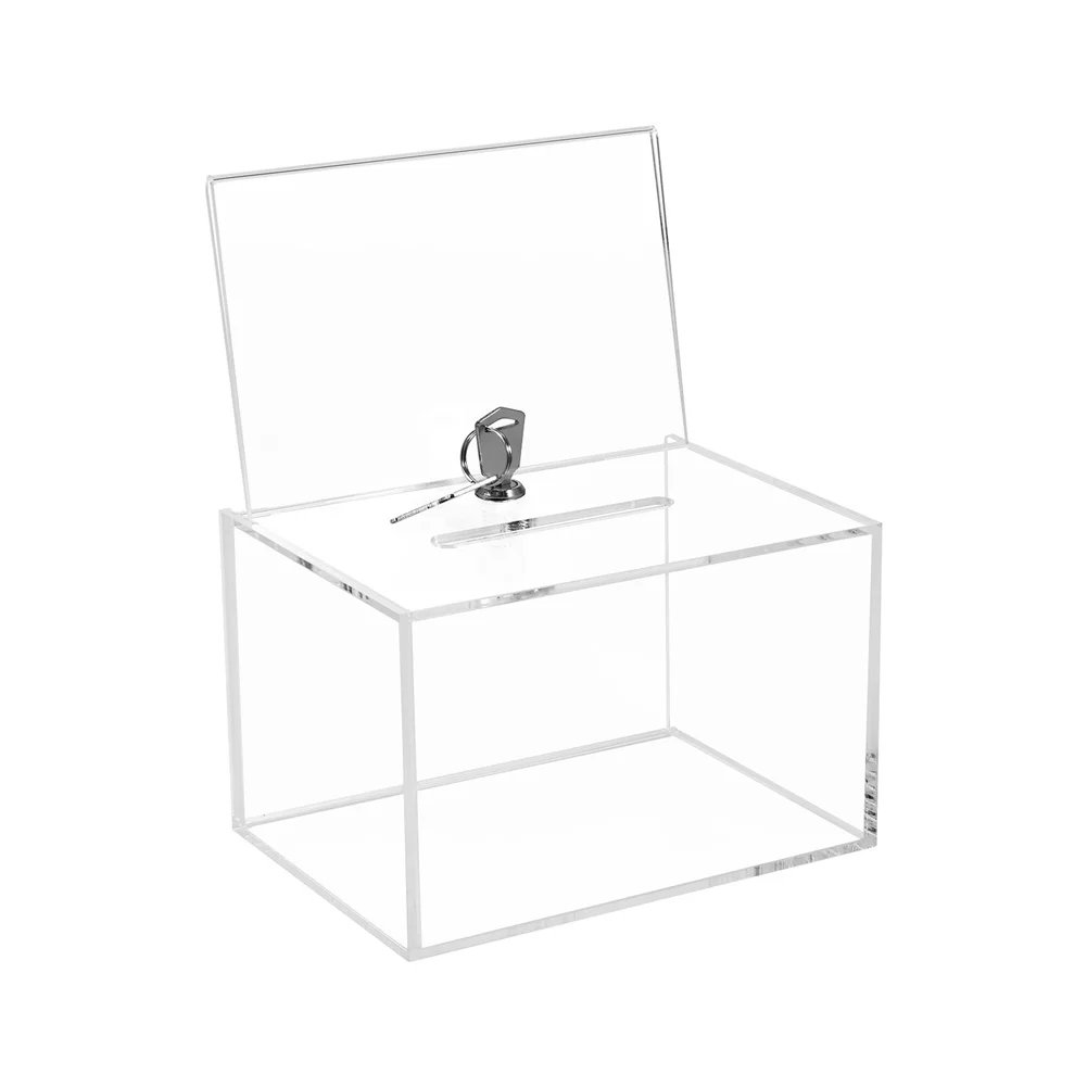 

Fundraising Box Acrylic Donation Box Easy To Carry Folding Sign Holder Lightweight Design Portable Application