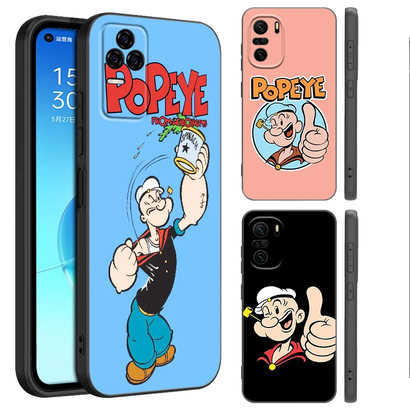 Черный чехол для телефона Cute Cartoon P-Popeyes для Xiaomi POCO X3 NFC X4 GT F5 F6 F7 Ultra M3 M4 M6 M7 X5 X7 Pro C40 C65 F4 M5 5G Cover