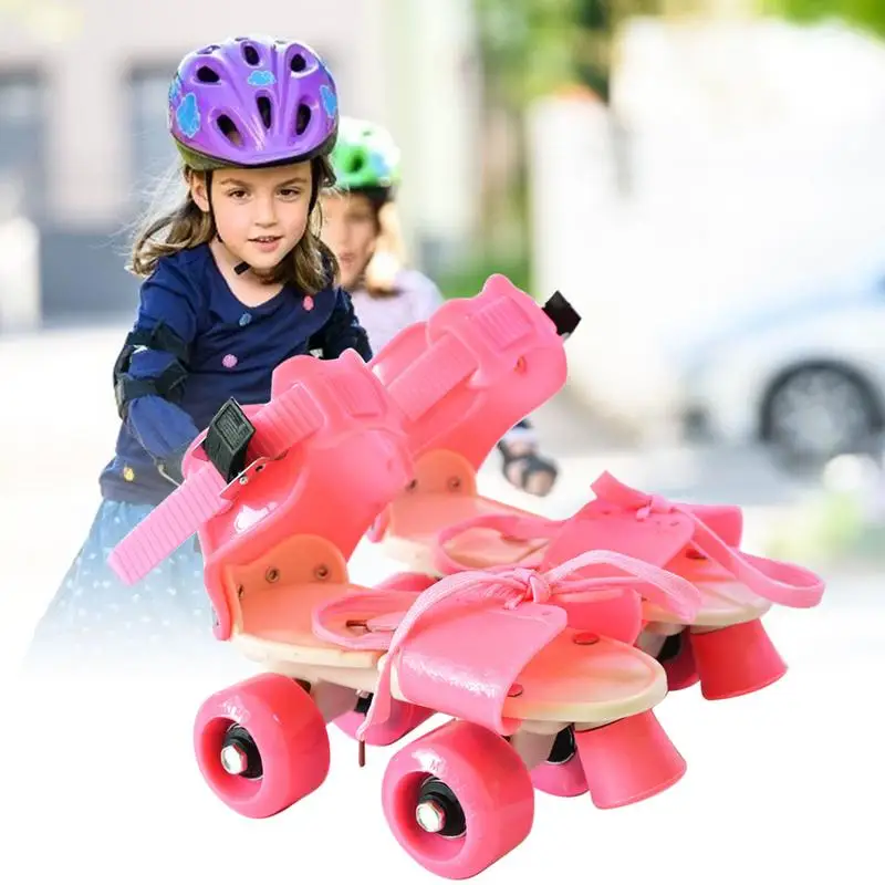 Patins à roulettes pour filles, doubles roues nucléées, réglables, facile à porter, conception simple, chaussures de marche