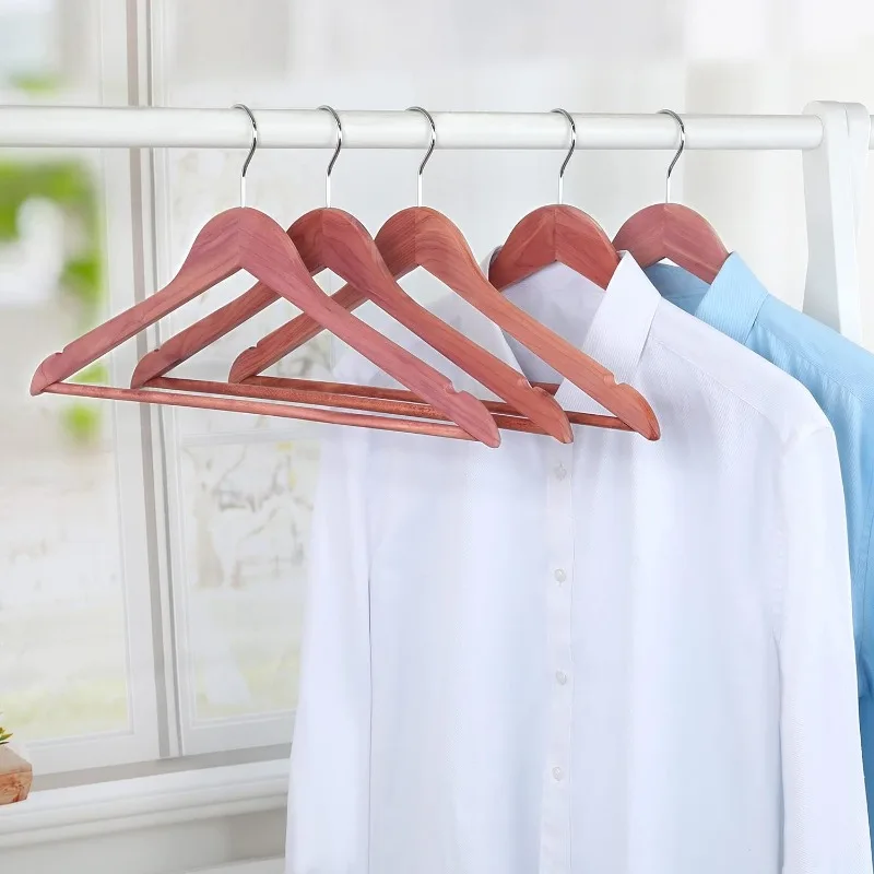 Red Cedar Wooden Hangers 30 Pack, Clothes Hangers for Closet, Wood Suit Hangers with Smooth Cut Notches, 360°Flexible Hook