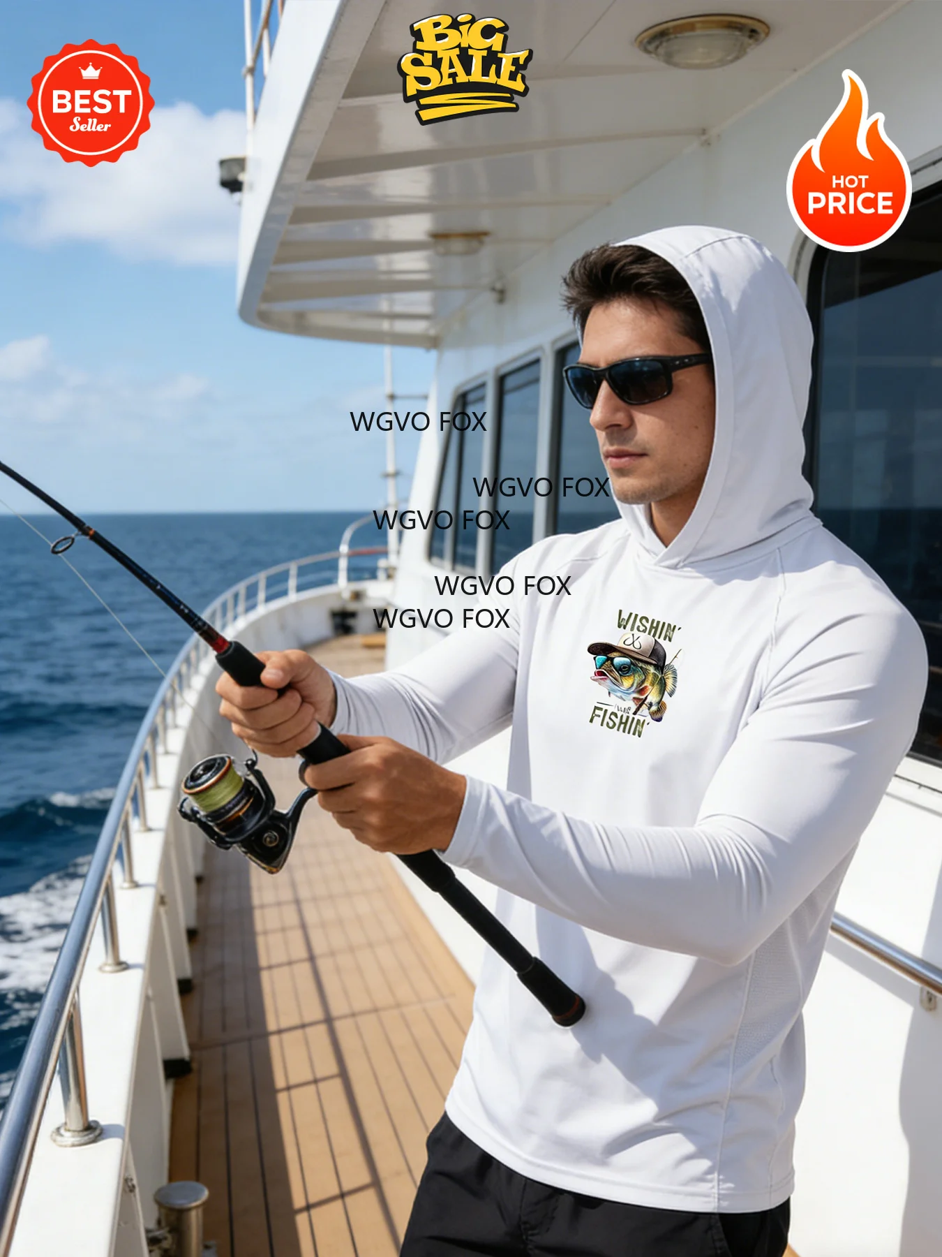 Camisa de Pesca con Capucha para Hombre, Manga Larga, Protección Solar, Jersey de Caza, Camisa de Pesca de Alto Rendimiento, Ropa de Playa