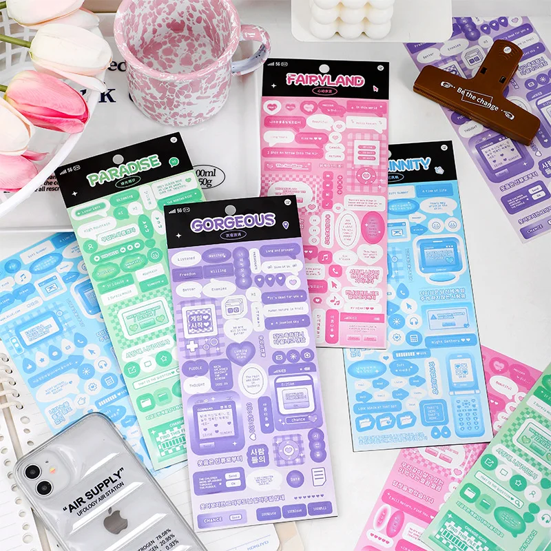 1 Pc Cute Colorful Cartoon Frame Pattern Stickers Korean Sticekrs DIY Kpop Photo Scrapbooking Journaling Deco Toploader Stickers