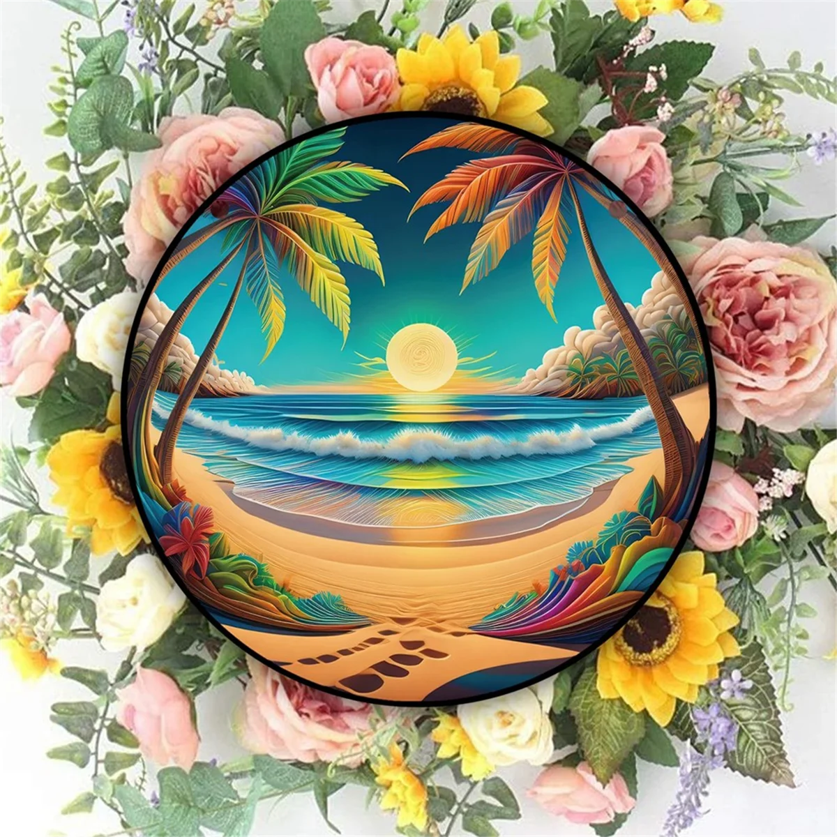 L74A 6 pezzi 3D Alba e tramonto Decor colorato per tende da finestra Decorazione per giardino Soggiorno Regalo per il suo cartello