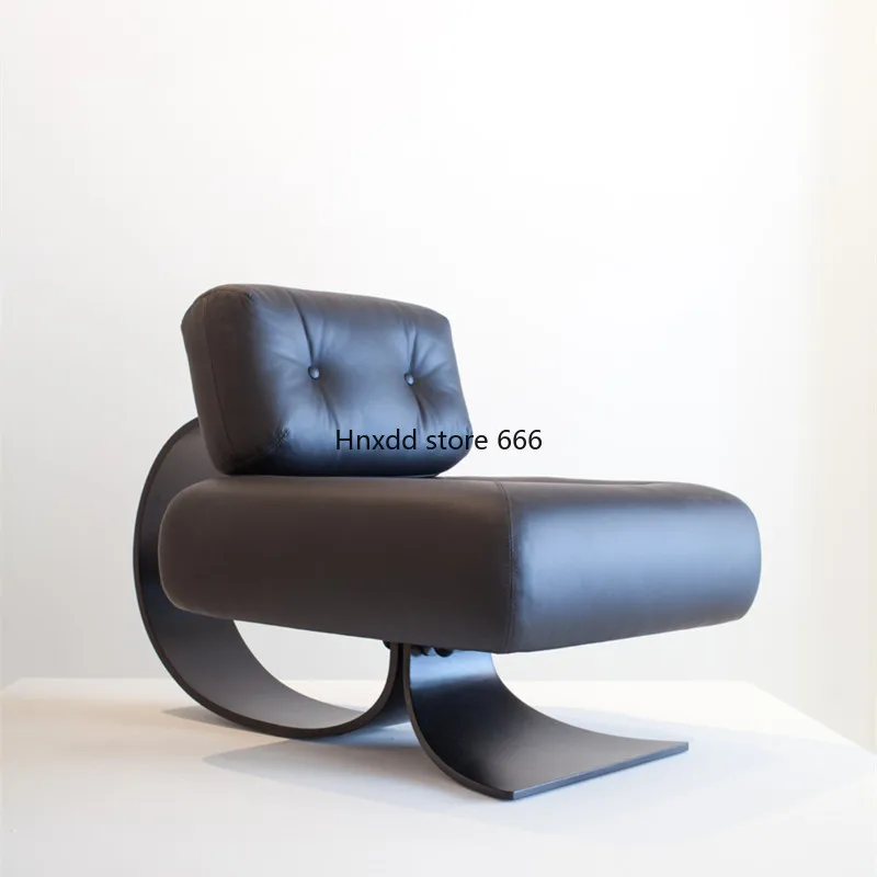 Simple leather special-shaped spade K metal fishtail lazy sofa chair