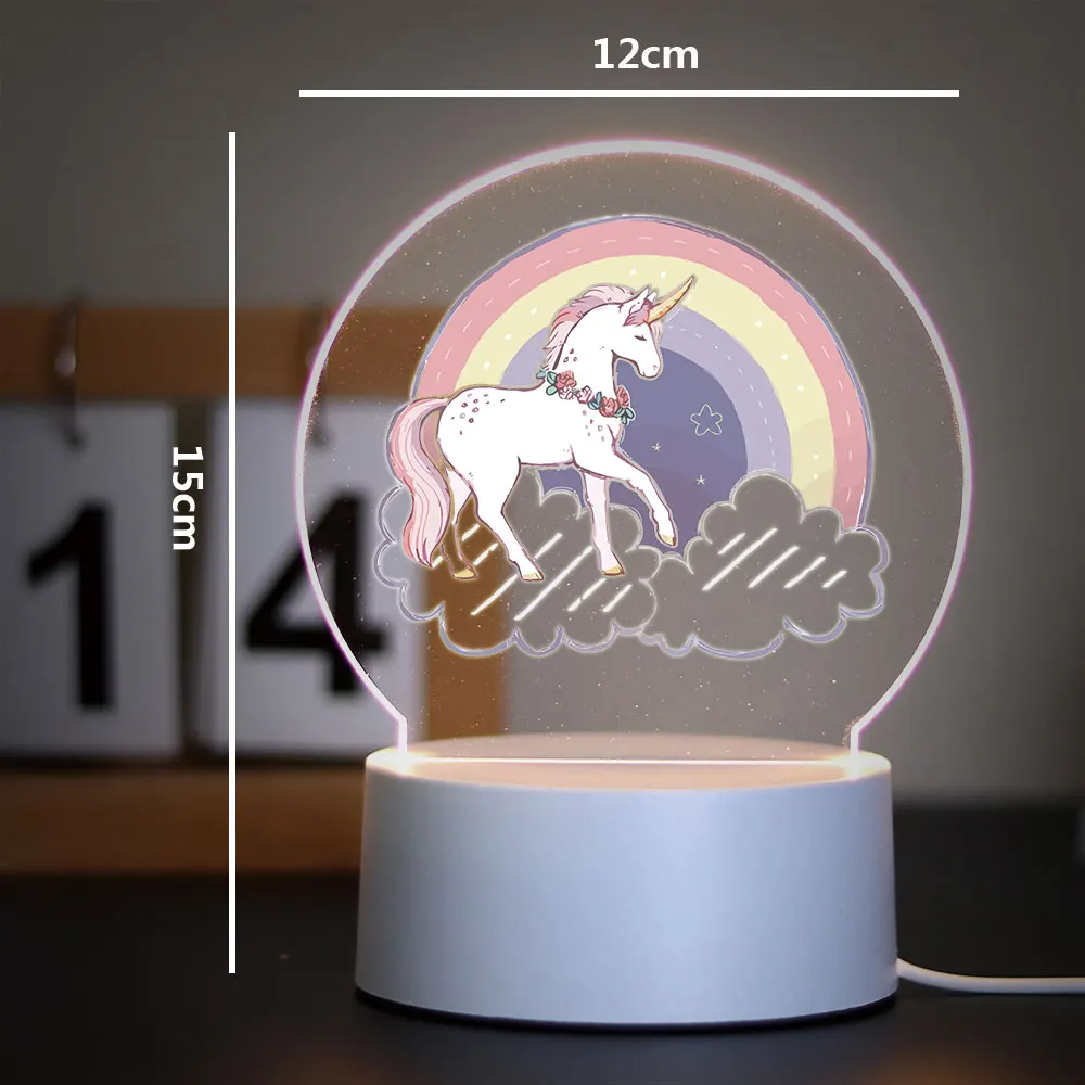 1 pc heiße niedliche Einhorn Kinder Schlafzimmer Dekor 3d Lampe 3d Nachtlicht mit Crack Base birthday Geschenk