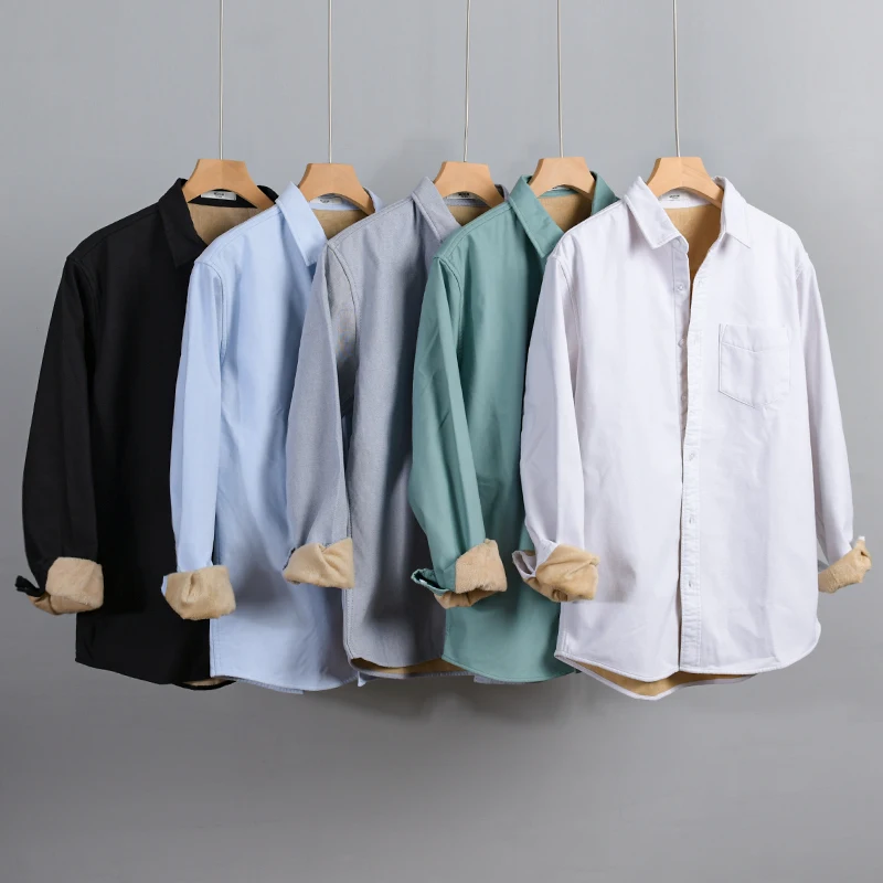 Thick Warm Velvet Cotton Shirt Mens Brand Trendy French Stylish Comfortable Long Sleeve Plus Size Tops Clothes Chemise Homme