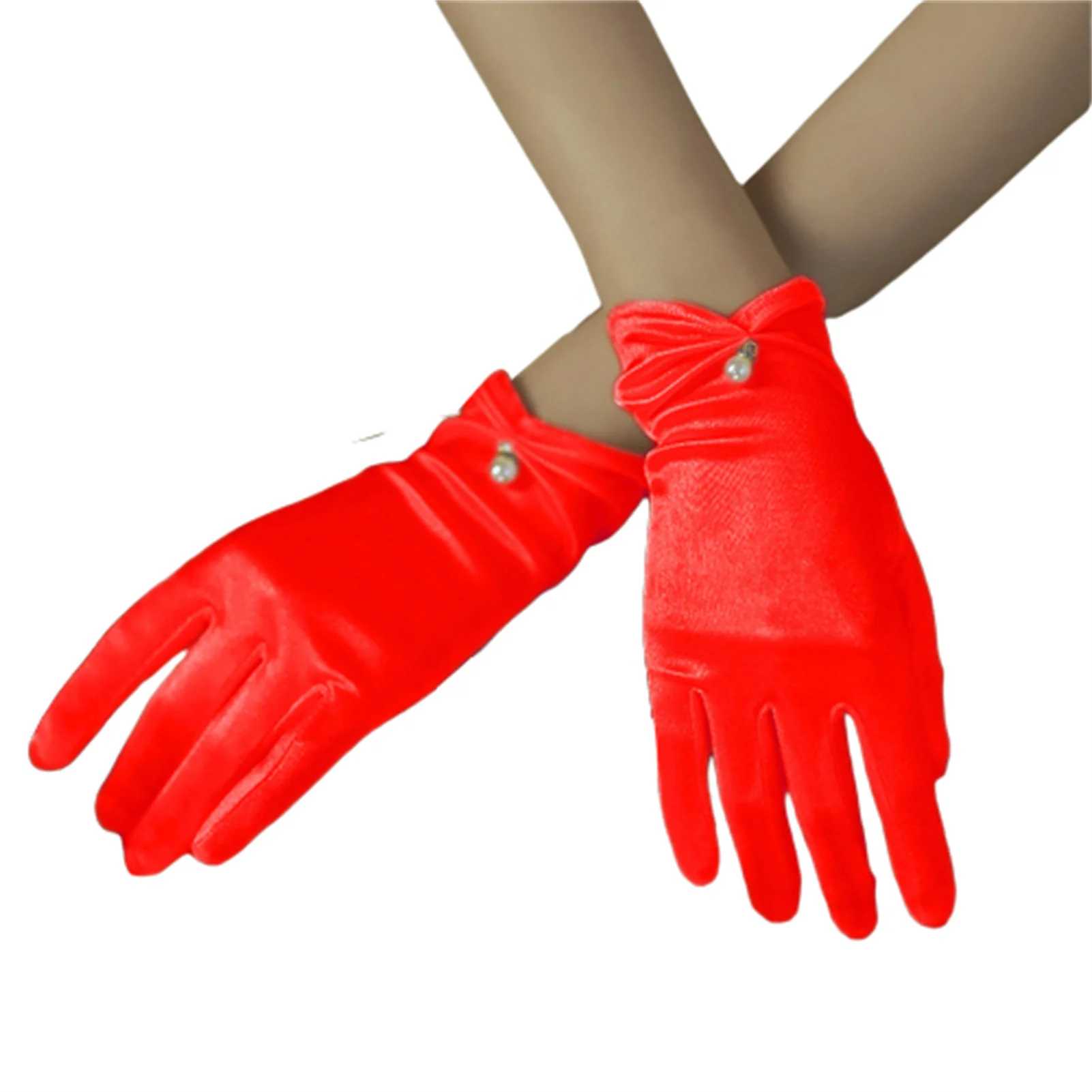 

Women's Short Satin Bridal Gloves Soft Stretchy Breathable Wrist Length Banquet Gloves for Costume Cosplay Photoshoot