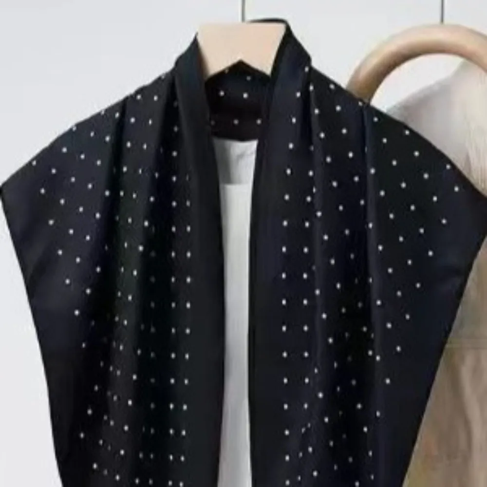 Elegent Polka Dot Head Scarf Polyester Vintage Imitation Silk Scarf Versatile Lightweight Waist Tying Scarf Travel Matching