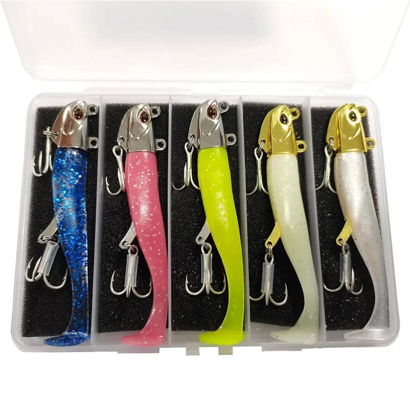 5pcs 24g/105mm Artificial soft Bait Lumious/Glow Mackerel Sea Bullet Bass Snapper Fishing Lure Wobblers Swimbait Jigging Baits