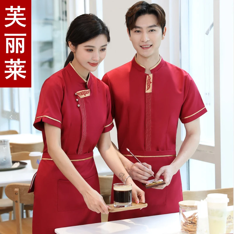 

Рабочая одежда для официантов ресторанов: короткий рукав, весенне-летний стиль, китайская и западная кухня, рестораны с горячим блюдом, отели.