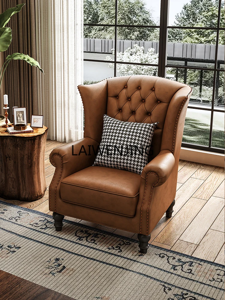 Single sofa chair Godfather   American retro single   office negotiation hotel reception sofa  leather tiger chair