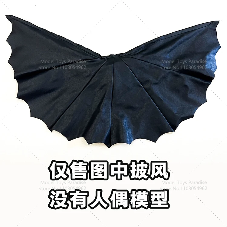 (Senza figura) Mantello da collo appeso a forma di pipistrello in scala 1/12 fatto a mano Cavaliere oscuro Mantello nero adatto al corpo della figura d'azione Mafex da 6 pollici